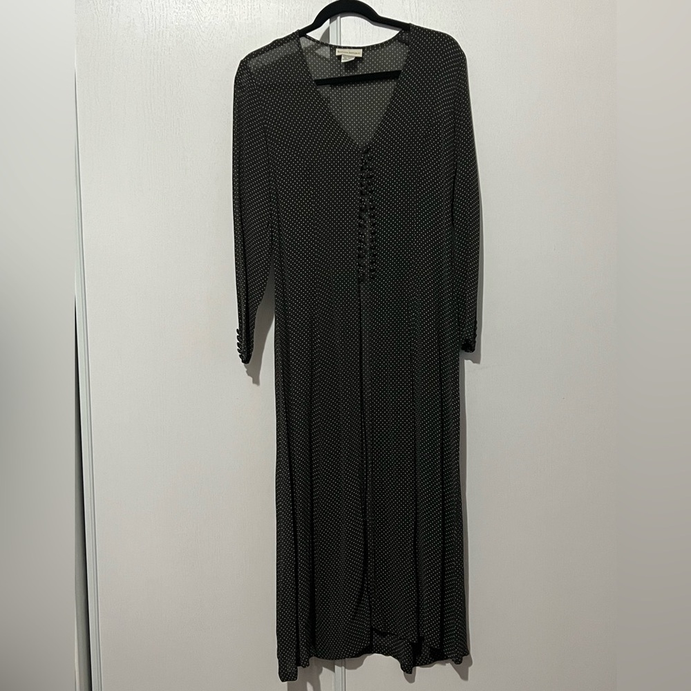 90’s Banana Republic duster/tunic, olive green with polka dots